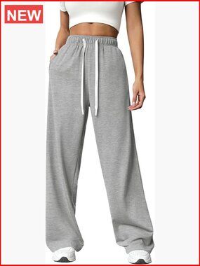 Wide Leg Sweatpants High Waisted Baggy Casual Drawstring Workout Pants with